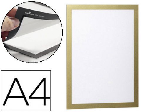Moldura porta anuncios durable magnetico din a4 dorso adesivo removivel cor ouro pack de 2 unidades , Durable , 78354 , 4005546405629